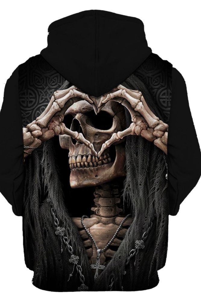 New 3D printing skull head men's hoodie funny hoodie new boys and girls hooded casual fashion spring and autumn jacket