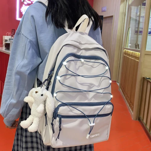 Reflective Strap Woman Nylon Backpack Waterproof Female Book School Bag For Teenage Girls College Studen Women's Travel Rucksack
