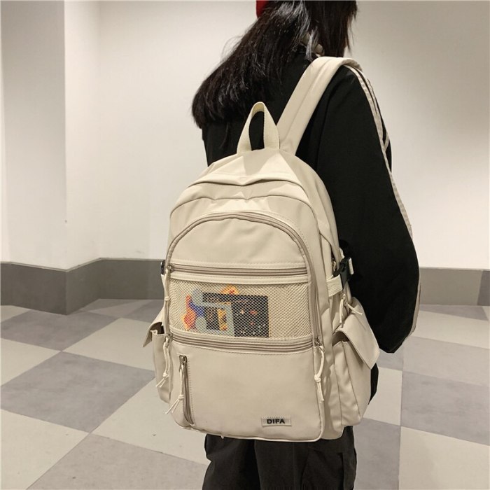 New Waterproof  Nylon Women's Backpack with Front Mesh Pocket Durable Casual Travel Rucksack Schoolbag for Teenage Girls Boys