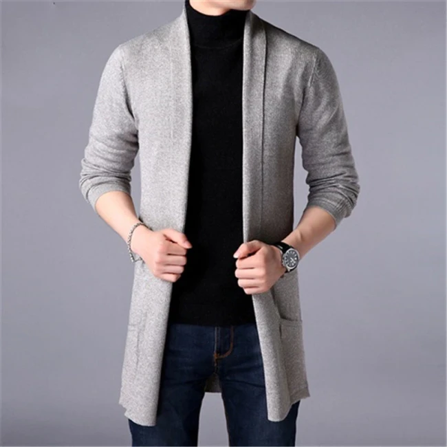 Sweater Coats Men New Fashion 2021 Autumn Men's Slim Long Solid Color Knitted Jacket Fashion Men's Casual Sweater Cardigan Coats