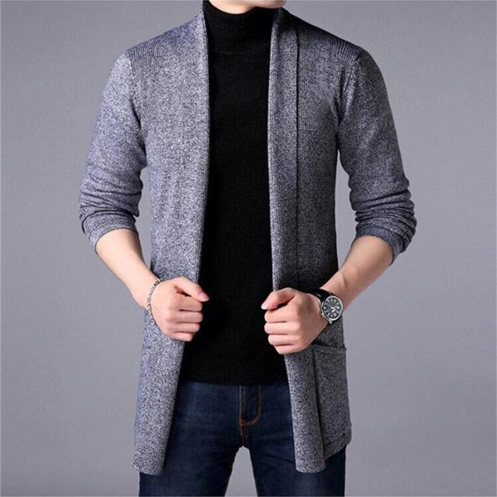 Sweater Coats Men New Fashion 2021 Autumn Men's Slim Long Solid Color Knitted Jacket Fashion Men's Casual Sweater Cardigan Coats