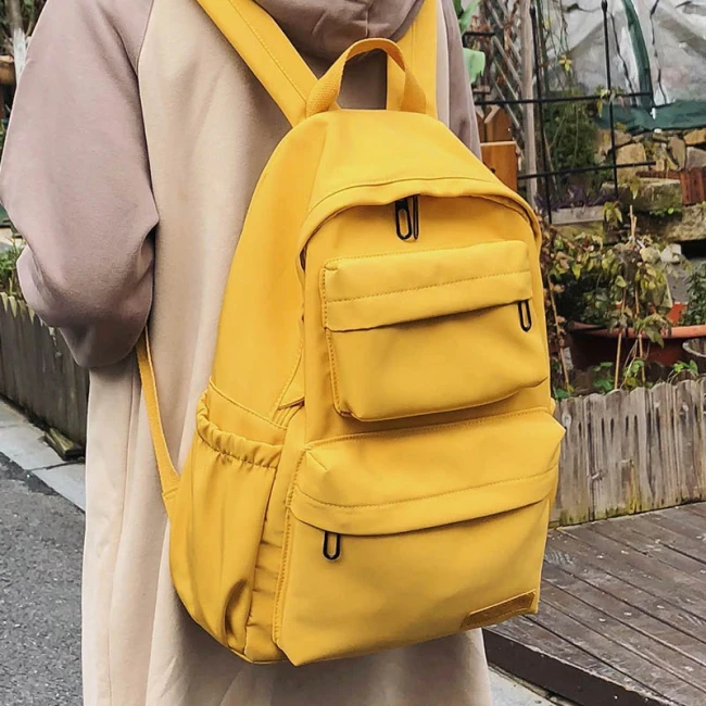 New Waterproof Nylon Women Backpack 2020 Solid Color Casual Backpack For Teenagers Women Large Capacity Ladies Schoolbag