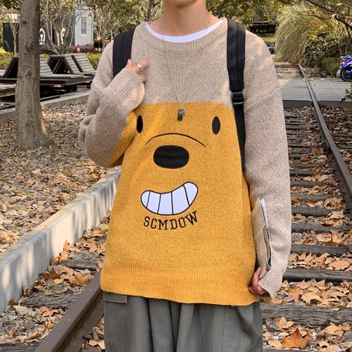 Fashion O-NECK Sweater Men'S HIP HOP Streetwear Pull OverSized 2021 Long Sleeves Pullover For Autumn Spring
