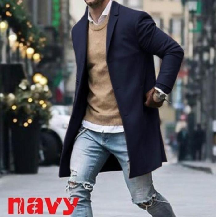 Men Business Coat Spring Autumn Men Trench Coats Superior Quality Buttons Male Fashion Outerwear Jackets Windbreaker Plus Size