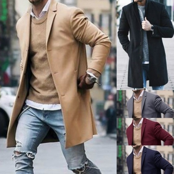 Men Business Coat Spring Autumn Men Trench Coats Superior Quality Buttons Male Fashion Outerwear Jackets Windbreaker Plus Size