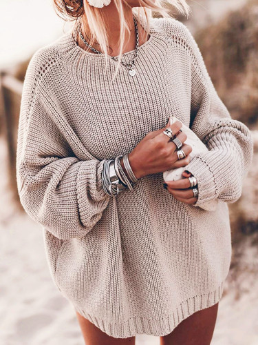 Plus size oversized sweater fall 2021 sweater for women Solid pink blue khaki purple pullover Long sleeve loose knitted sweater