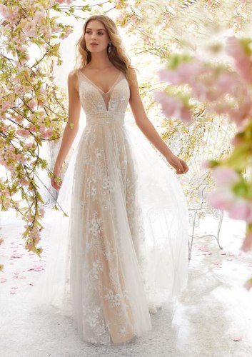 2021 New Wedding  Sexy Slim V-neck Sleeveless Lace Wedding White Dress for Women Party Sheath  Floor-Length  Spaghetti Strap