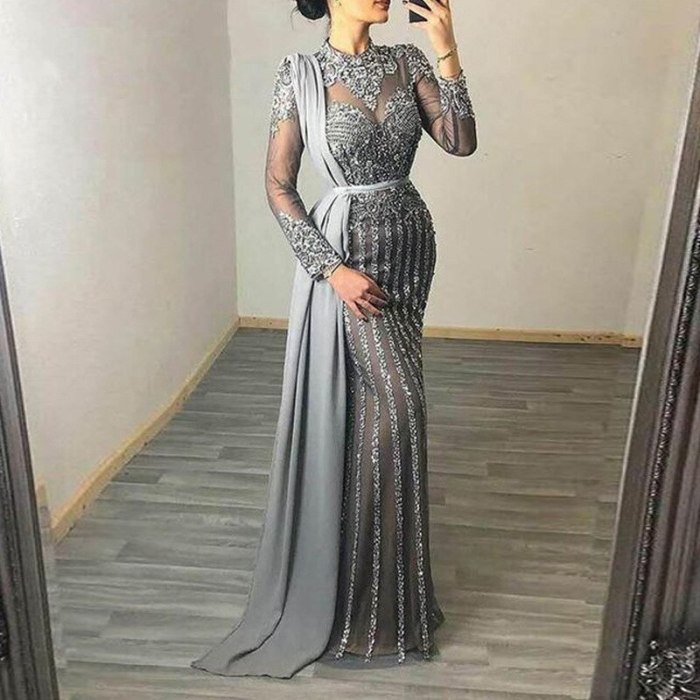 Party Dresses Long Sleeve Lace Patchwork Mesh See Through Night Clubwear Floor-length Chic Woman Dress Elegant Robe
