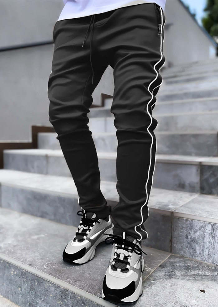 Spring and Autumn Men's Casual Pants Korean Version of Large Size Reflective Pants Men'sTight Mouth Small Foot Sports Pantsбрюки