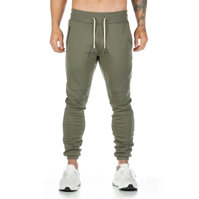 Jogging Solid Color Sports Pants Men's Fashion Slim Cotton Zipper Pockets 2021 Spring And Autumn Hot-Selling Cropped Trousers