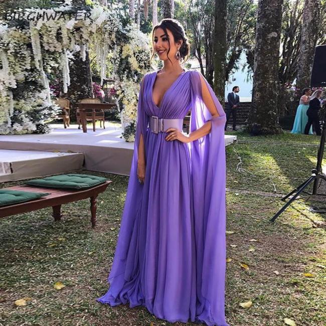 2021 Women's Summer Dress Vintage Party Night Sexy Dresses Plus Size Elegant Purple Deep V-neck Long Dress