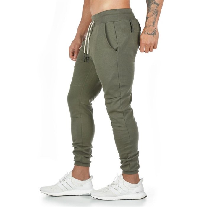 Jogging Solid Color Sports Pants Men's Fashion Slim Cotton Zipper Pockets 2021 Spring And Autumn Hot-Selling Cropped Trousers