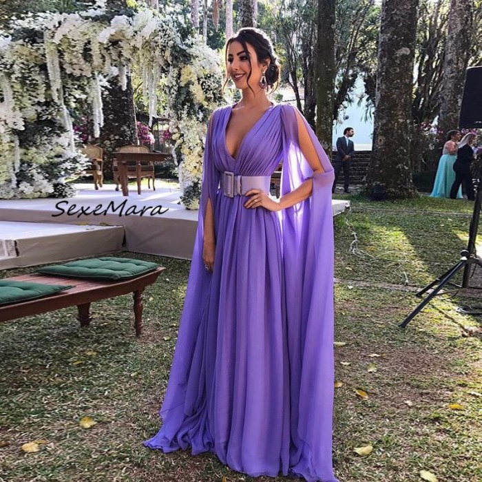 2021 Women's Summer Dress Vintage Party Night Sexy Dresses Plus Size Elegant Purple Deep V-neck Long Dress