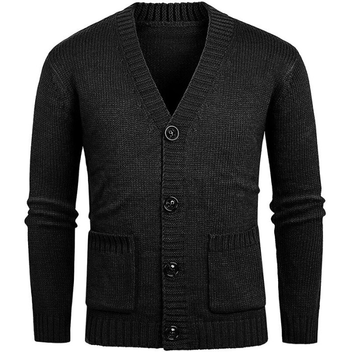 2021 Autumn And Winter New Sweater Men's Solid Color V-Neck Long-Sleeved Knitted Cardigan European And American Men's Wear
