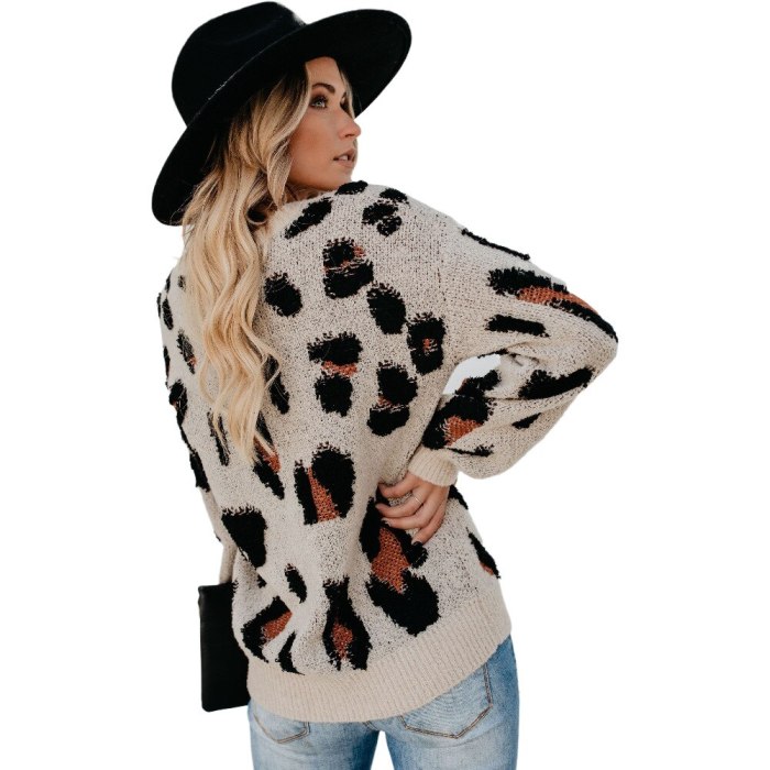 2021 Autumn Winter Fashion Print Long Sleeve Women Sweaters Pullover Casual Sweater Loose Jumpers Knitted Female Pullovers