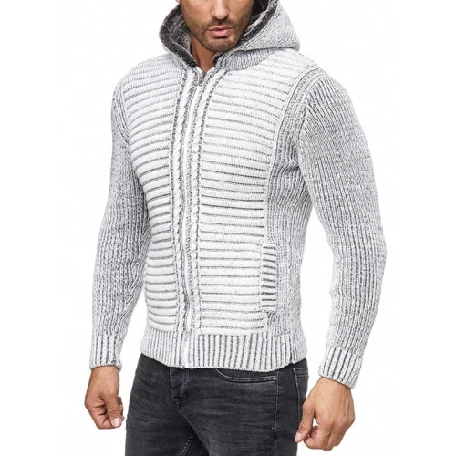 Autumn Male Casual Slim Fit Hooded Jumper Winter Men Fashion Cardigan Sweater Men's Warm Knitting Sweaters Clothes Sweaters 2021