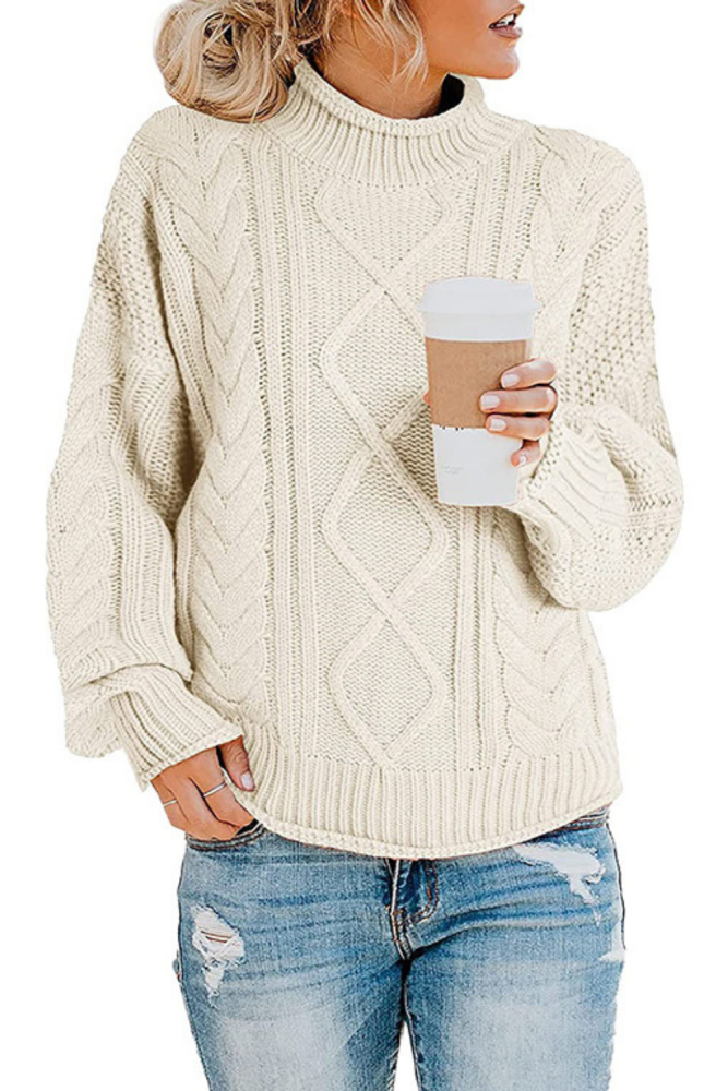 Women Turtleneck Knitting Sweaters Fashion Pullovers Oversized Female Winter Loose Solid Color Casual Sweater Ladies Tops 2021