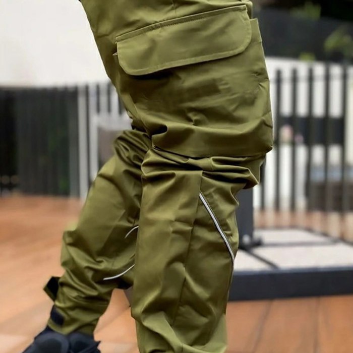 Cargo Pants Men Cargo Pants With Pockets Reflective Solid Color Legging Running Sports Multi Pocket Trousers