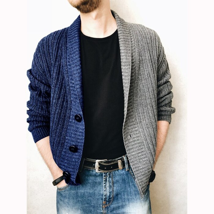 Men's Three-button Color-blocking Sweater Jacket Autumn  Winter Casual Fashion High Street Trend Jacket Men's Jacket