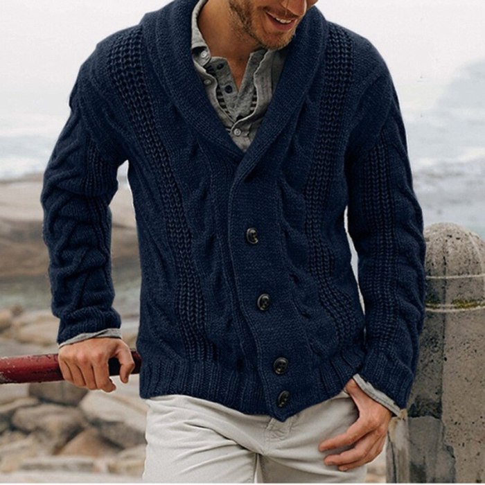 Men's Suit Collar Button Cardigan Long Sleeve Sweater Fall Fashion Loose Daily Solid Color Warm Sweater Men's Sweater