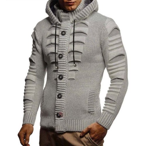 S-4XL Oversized Sweater Men 2021 New Casual Slim Solid Knitted Sweater Full Sleeve Cardigan Hooded Sweaters Knitwear Coat Men