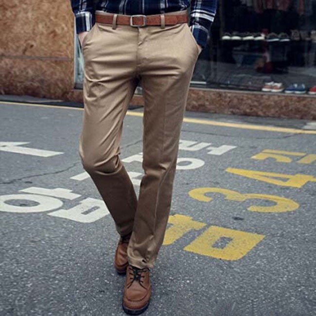 New Spring Men Formal Straight Suit Pants Slim Fashion Skinny Full Length Pants Plus Size Male Trousers Business Party