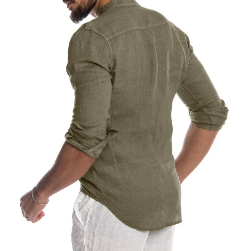 2021 New Men's Casual Blouse Cotton Linen Shirt Loose Tops Short Sleeve Tee Shirt Spring Autumn Summer Casual Handsome Men Shirt