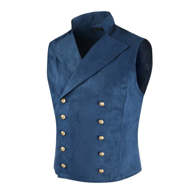 Men's Suit Vest British Style WaistcoatParty Wedding Casual Male Waistcoat Homme Solid Color Two-Breasted Vest Brand New