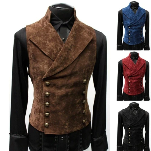 Mens Suit Vest Slim Fit Leisure Male Gentleman Waistcoat for Wedding Sleeveless Formal Business Double Breasted Jacket