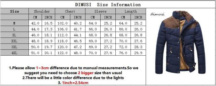 Winter Jacket Men Warm Casual Parkas Cotton Stand Collar Winter Coats Male Padded Overcoat Outerwear Clothing