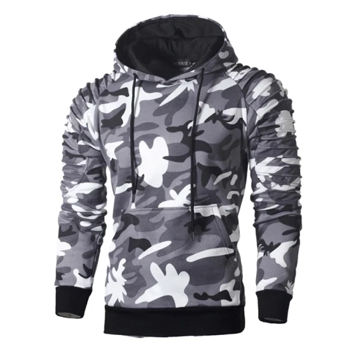 Mens Casual Slim Camouflage Windbreaker Sweatshirt Hooded Mens Streetwear Hip Hop Hoodies Sportswear Tracksuits