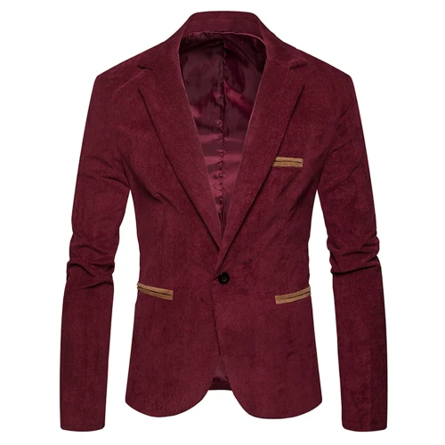 2021 New Brand Men's Suit Jackets Solid Slim Fit Single Button Dress Suits Men Fashion Casual Corduroy Blazer Men