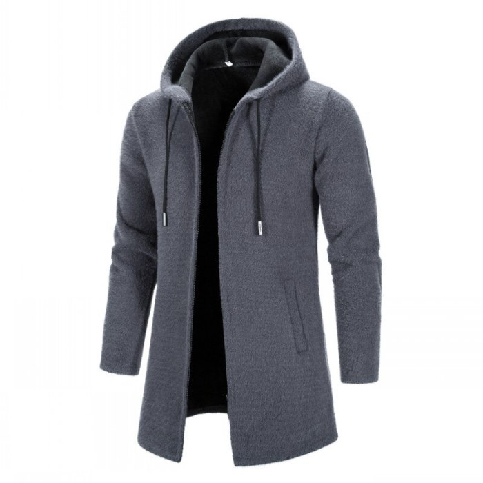 Men Winter Hooded Sweaters Long Cardigan Sweatercoats New Male Thicker Warm Slim Cardigans High Quality Men Casual Hoodies 3XL