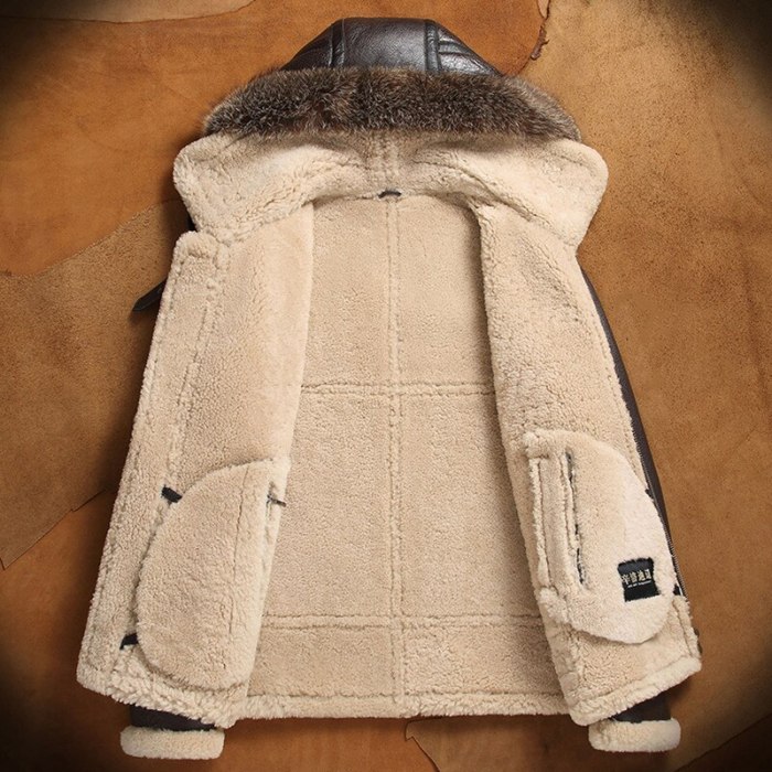 Men Genuine Leather Jacket Man Real Original Ecological Sheepskin Coat Raccoon Fur Detachable Hood Winter Jackets Short Design