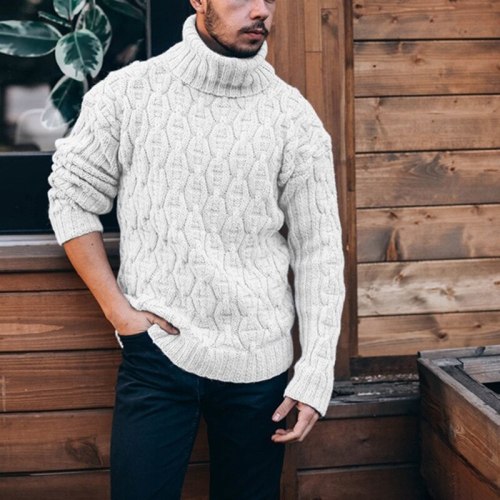 Sweater Men Casual High Collar Pullover Shirt Autumn Winter Slim Fit Long Sleeve Mens Sweaters Knitted Cotton Pull Homme Top