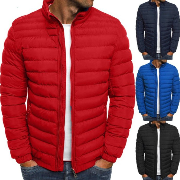 Mens Parka Jacket Winter Coat Men Cotton Puffer Jacket Solid Plus Size Overcoat Zipper Streetwear Casual Jacket Men