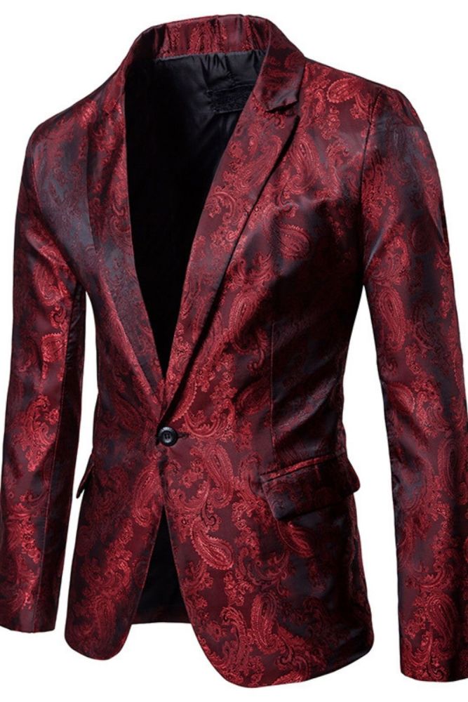 New Men's Coat Pants 2 Pieces Suit Sets / Male Print Party Nightclub Luxury Style Single Buckle Slim Blazer Jacket Trousers