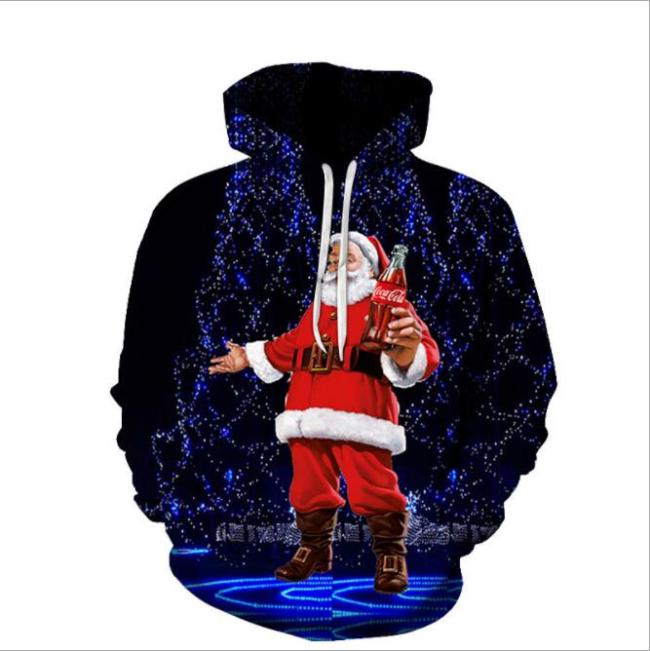 Oversized Santa Christmas Couples Sweaters Ugly Funny Party Holiday Xmas Jumpers Tops Mens Womens Unisex Hooded Sweatshirts Coat