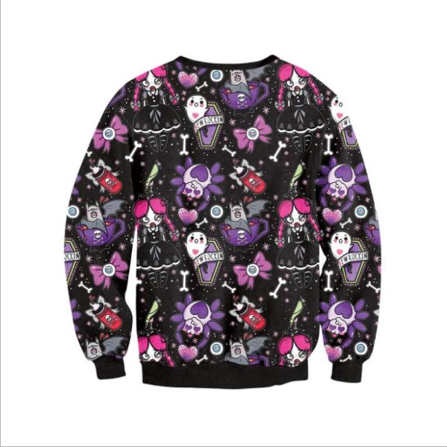 Brand New Fashion Women Hoodies Sweatshirt Skull Flower Girl Digital Printed Tracksuit Long Sleeve Sudaderas