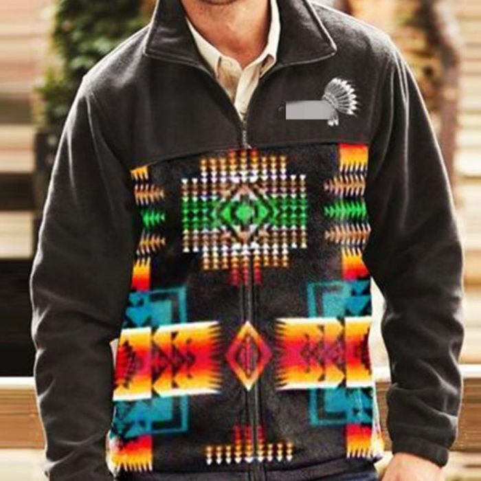 Loose Sweatshirts Men Large Size Spring Autumn Zipper Long Sleeve Top Lapel Print Men's Street Casual Sweatshirt