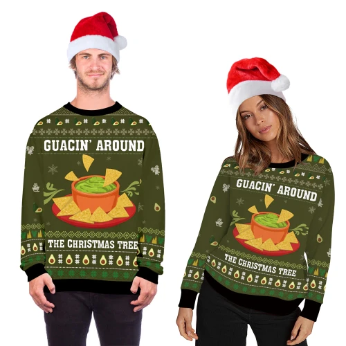 Ugly Sweater Casual Holiday Christmas Jumper 3D Letter Print Oversized Autunm Winter Pullovers Top Women Man Clothes 2021