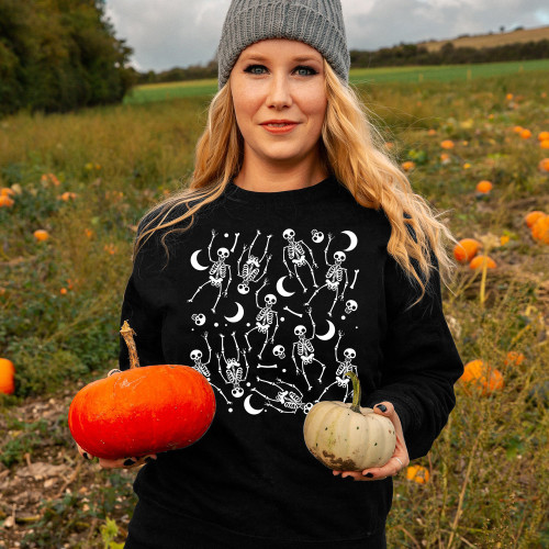 Fall Shirt Dancing Skeleton Shirt Happy Halloween  sweatshirt  costume shirt womens