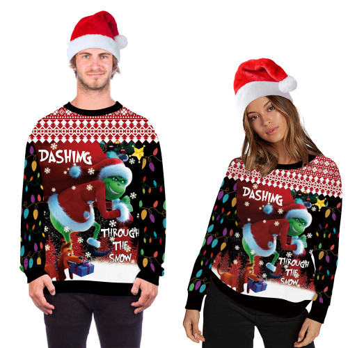 New Autumn Winter Christmas Costumes Funny Christmas 3d Digital Printing Round Neck Casual Ugly Christmas Sweater wholesale