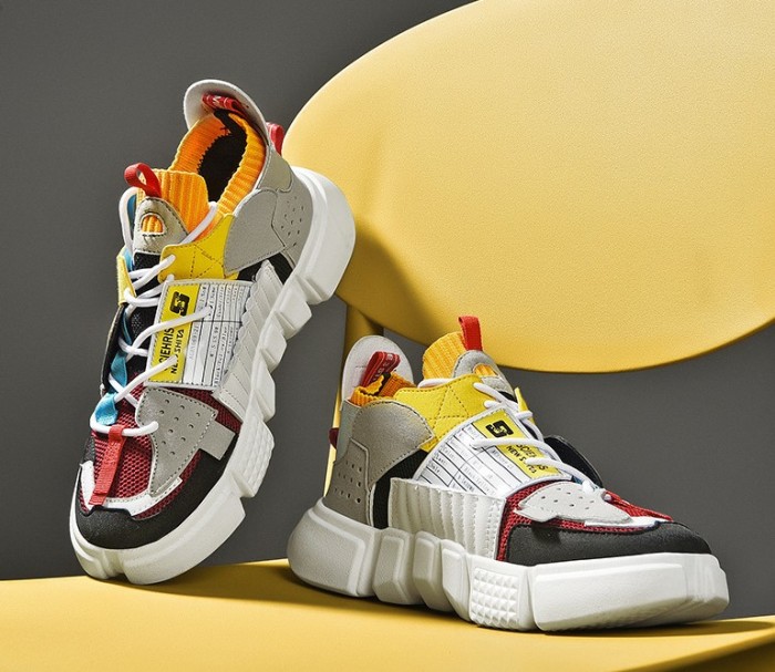 Men's Fashion Colorblock Breathable Sneakers