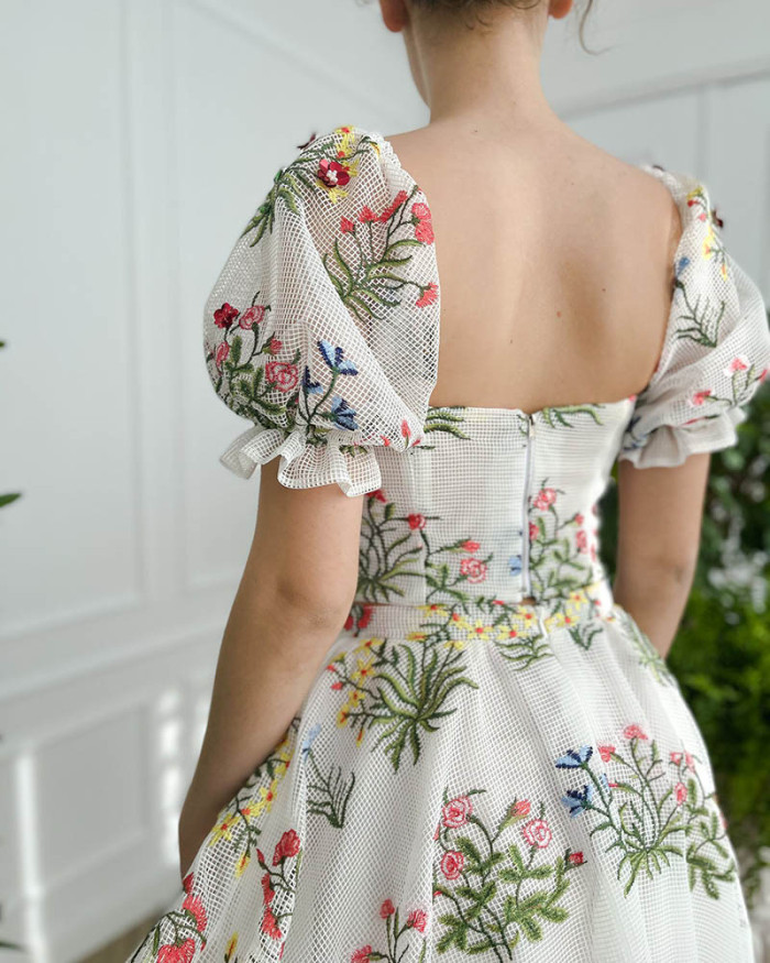 Sexy Deep  Collar Floral Printed Maxi Dress