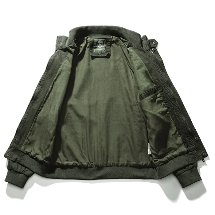 Men Jacket Workwear Plus Size Men's Retro Embroidery Four-Season Coat Cotton Washed Jacket Multi-Pocket Outer Clothes