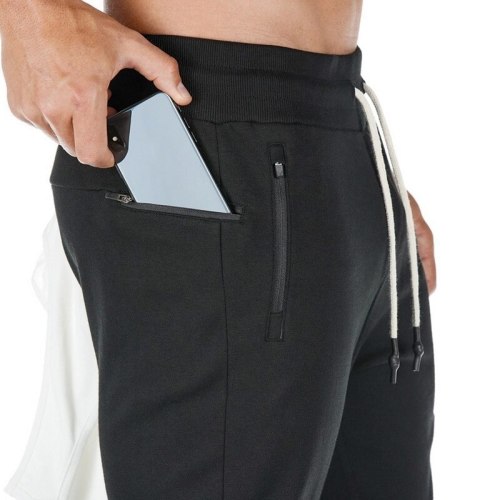 2021 Men Sportswear Drawstring Waist Sports Trousers Gym Joggers Pants Zipper Pockets Sweatpants Track Pants Running