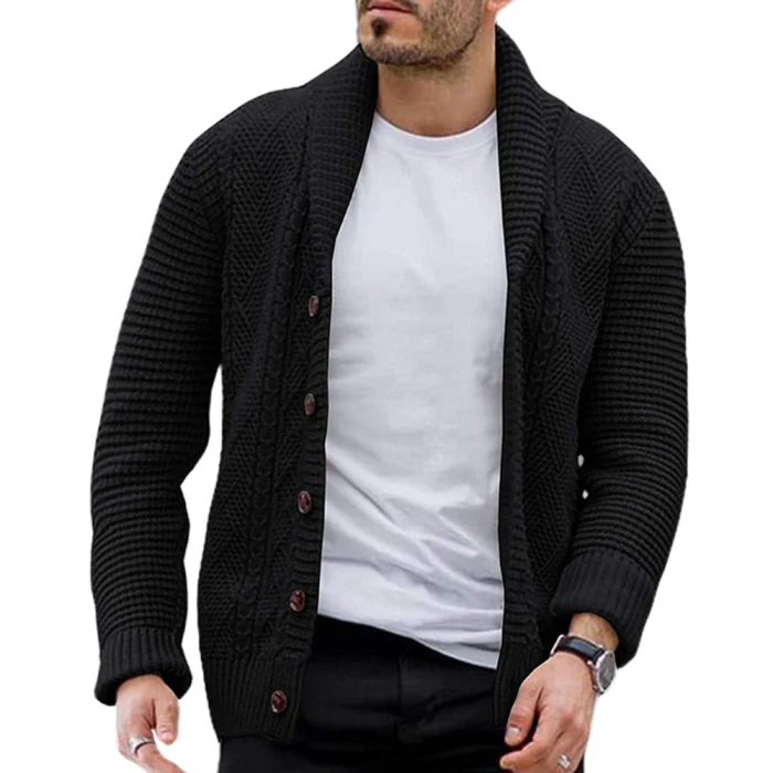 2021 Men Fashion Design New Knit Cardigan Jacket Solid Color Single Breasted Long Sleeve Western Casual Sweater Men's Clothing
