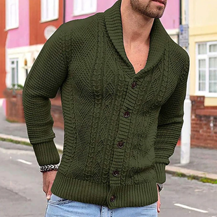 2021 Men Fashion Design New Knit Cardigan Jacket Solid Color Single Breasted Long Sleeve Western Casual Sweater Men's Clothing