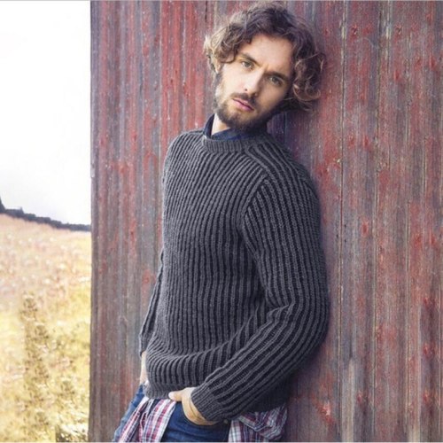 2021 Autumn/Winter sweater European and American men's solid color top knitted sweater men's clothing